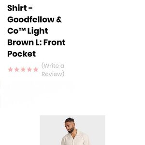 Goodfellow & Co Classic Tan Button-Down Shirt size large pocket short sleeve